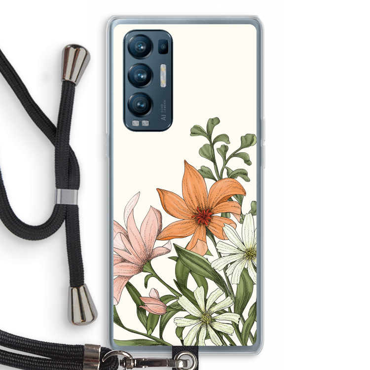 Floral bouquet: Oppo Find X3 Neo Transparant Hoesje met koord