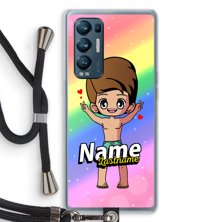 Chibi Maker man: Oppo Find X3 Neo Transparant Hoesje met koord