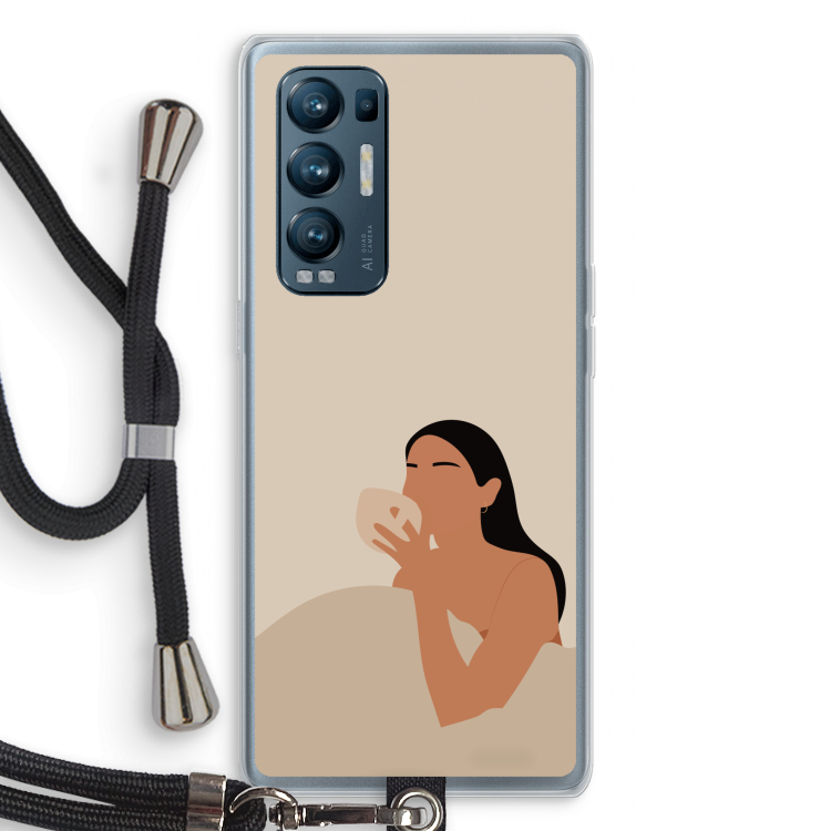 Fresh coffee: Oppo Find X3 Neo Transparant Hoesje met koord