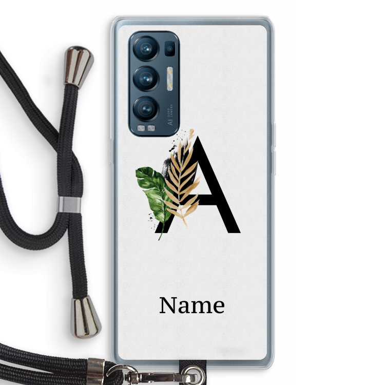 Charcoal Flora: Oppo Find X3 Neo Transparant Hoesje met koord