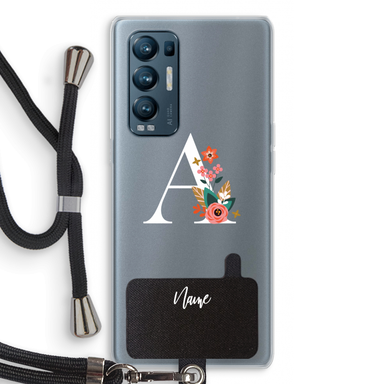 Pink Bouquet: Oppo Find X3 Neo Transparant Hoesje met koord