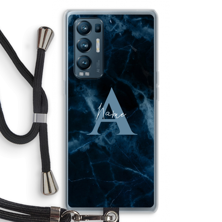 Midnight Marble: Oppo Find X3 Neo Transparant Hoesje met koord