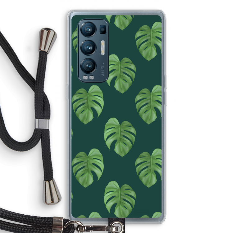 Monstera leaves: Oppo Find X3 Neo Transparant Hoesje met koord