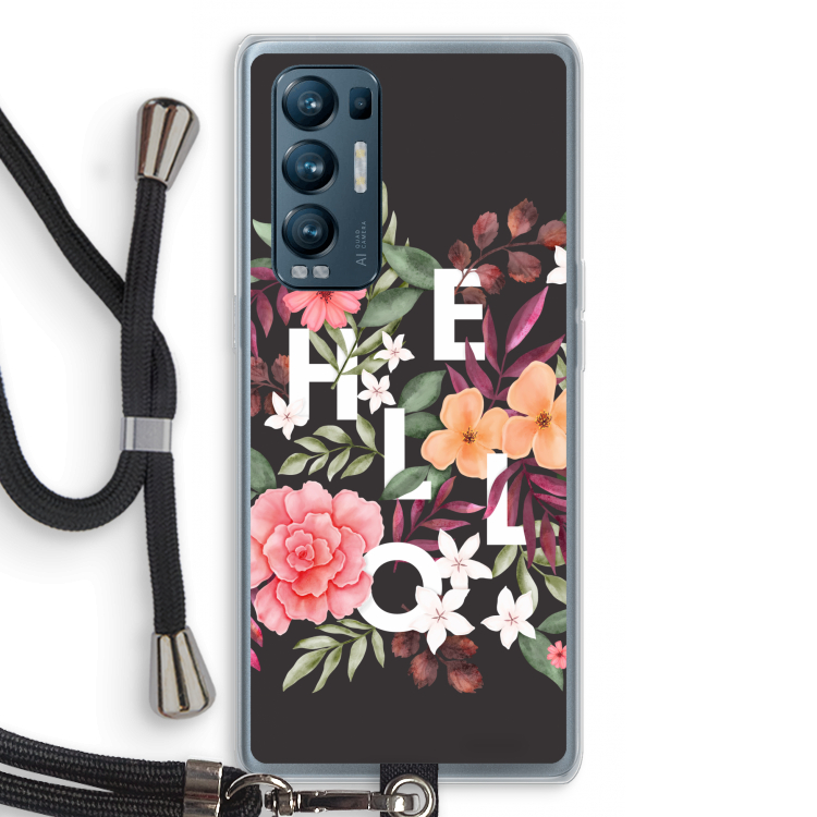 Hello in flowers: Oppo Find X3 Neo Transparant Hoesje met koord