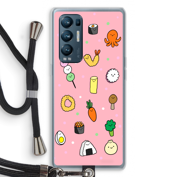 Happy bento friends: Oppo Find X3 Neo Transparant Hoesje met koord