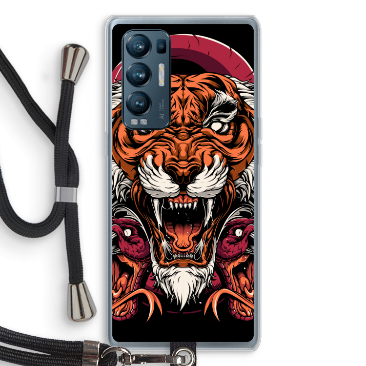 Tiger and Rattlesnakes: Oppo Find X3 Neo Transparant Hoesje met koord