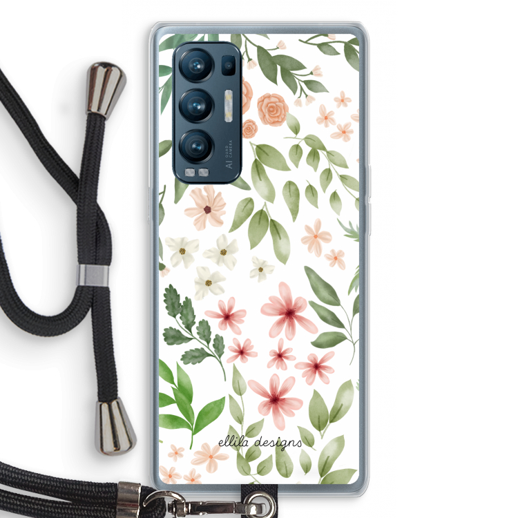 Botanical sweet flower heaven: Oppo Find X3 Neo Transparant Hoesje met koord