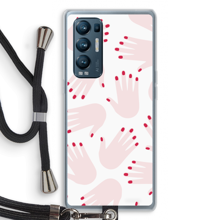 Hands pink: Oppo Find X3 Neo Transparant Hoesje met koord