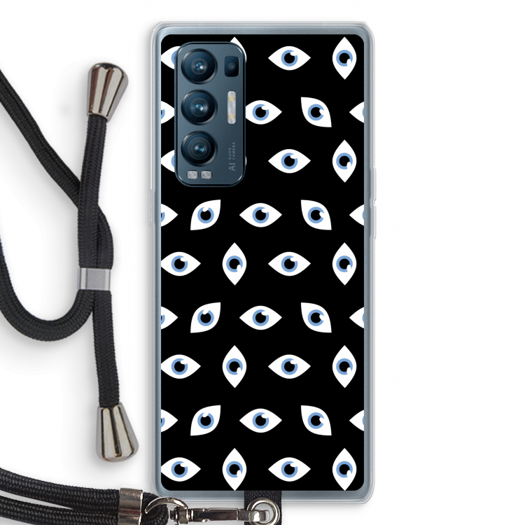 Eyes pattern: Oppo Find X3 Neo Transparant Hoesje met koord