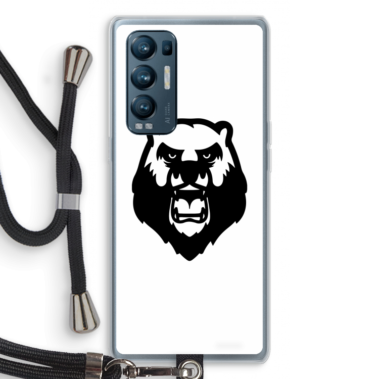 Angry Bear (white): Oppo Find X3 Neo Transparant Hoesje met koord