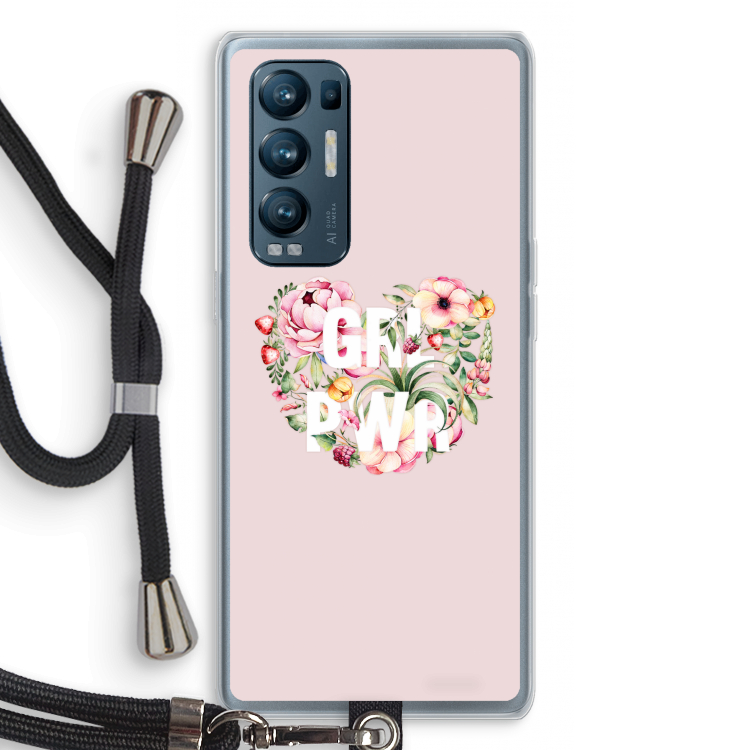 GRL PWR Flower: Oppo Find X3 Neo Transparant Hoesje met koord