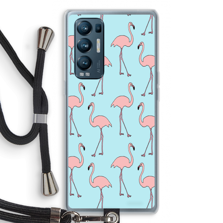 Anything Flamingoes: Oppo Find X3 Neo Transparant Hoesje met koord