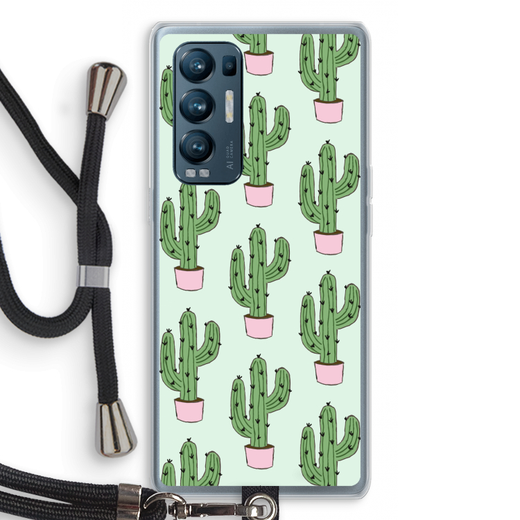 Cactus Lover: Oppo Find X3 Neo Transparant Hoesje met koord