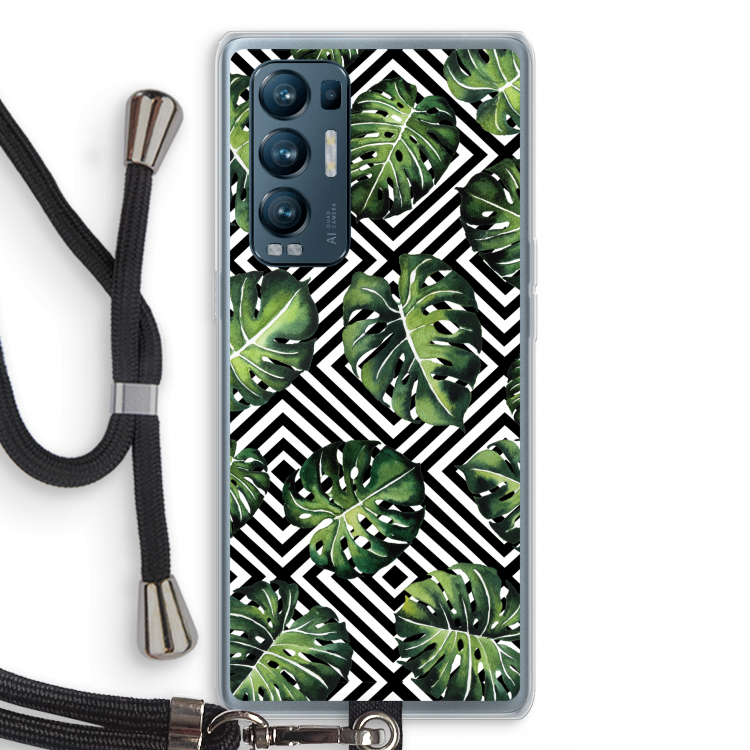 Geometrische jungle: Oppo Find X3 Neo Transparant Hoesje met koord