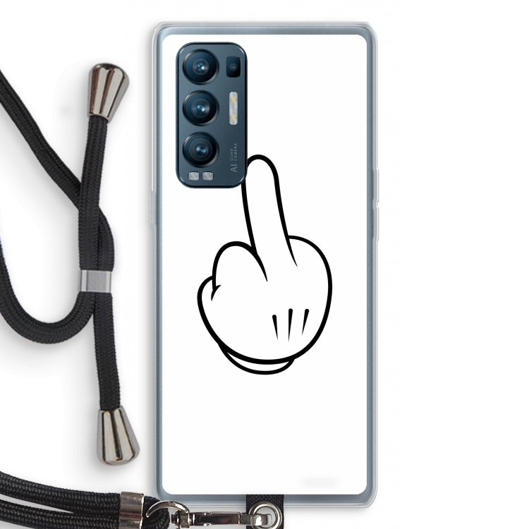 Middle finger white: Oppo Find X3 Neo Transparant Hoesje met koord