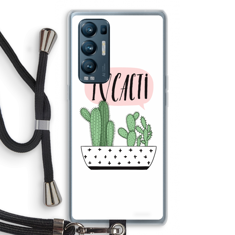 I love cacti: Oppo Find X3 Neo Transparant Hoesje met koord