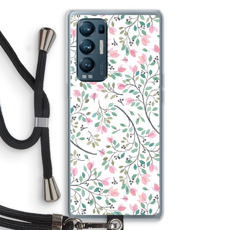 Sierlijke bloemen: Oppo Find X3 Neo Transparant Hoesje met koord