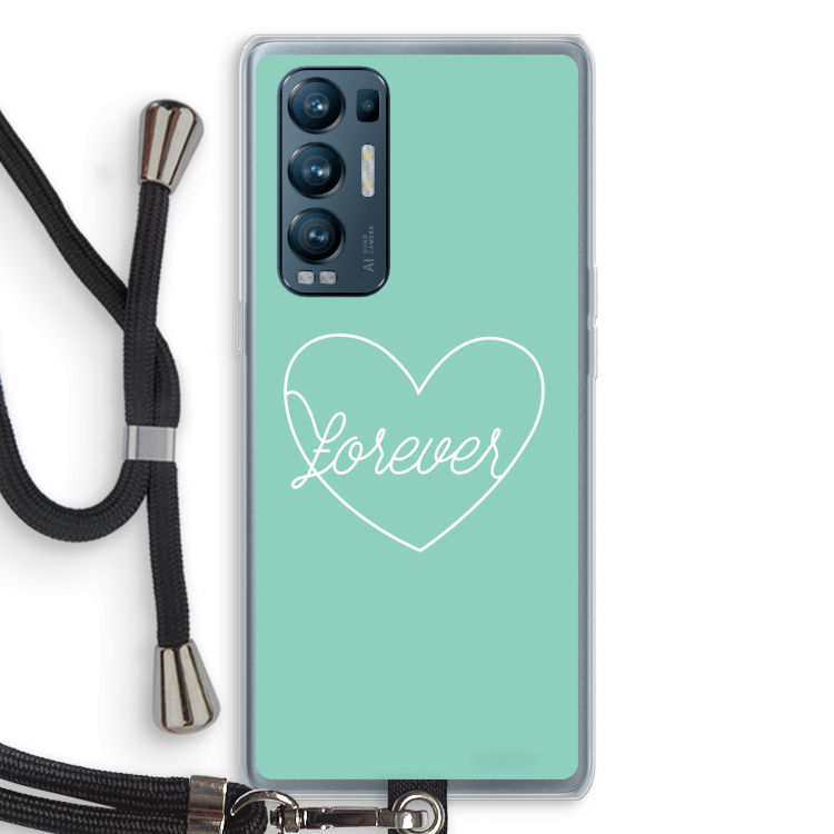 Forever heart pastel: Oppo Find X3 Neo Transparant Hoesje met koord