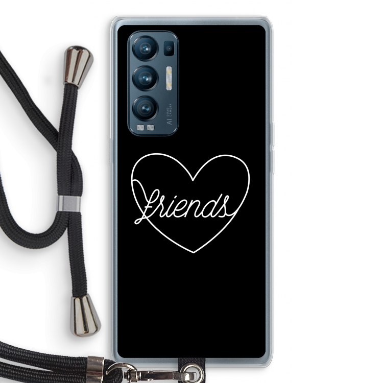 Friends heart black: Oppo Find X3 Neo Transparant Hoesje met koord
