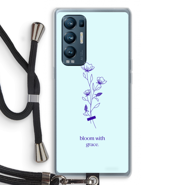 Bloom with grace: Oppo Find X3 Neo Transparant Hoesje met koord