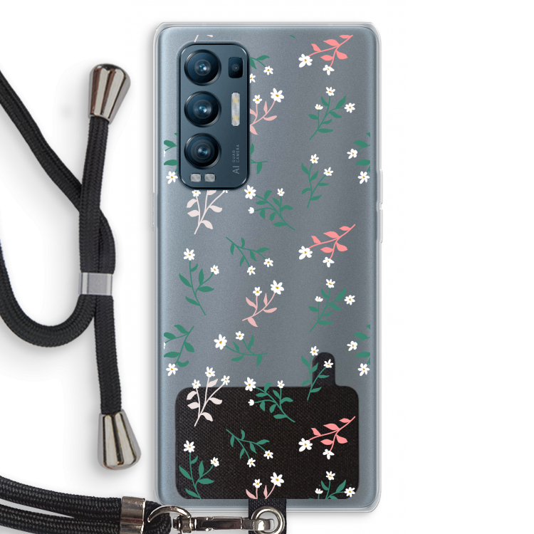 Small white flowers: Oppo Find X3 Neo Transparant Hoesje met koord