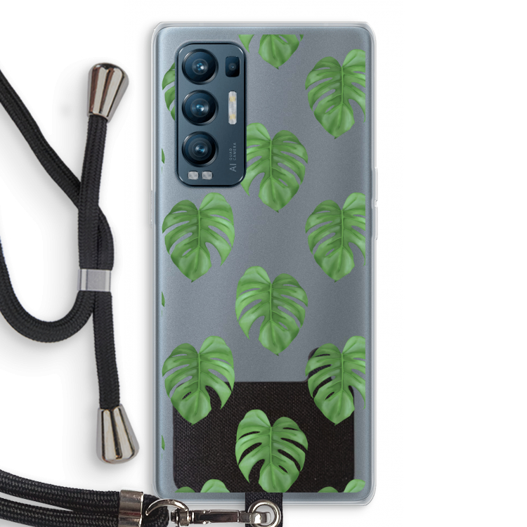 Monstera leaves: Oppo Find X3 Neo Transparant Hoesje met koord