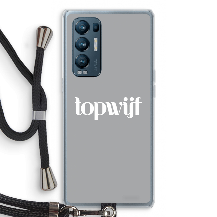 Topwijf Grijs Wit: Oppo Find X3 Neo Transparant Hoesje met koord