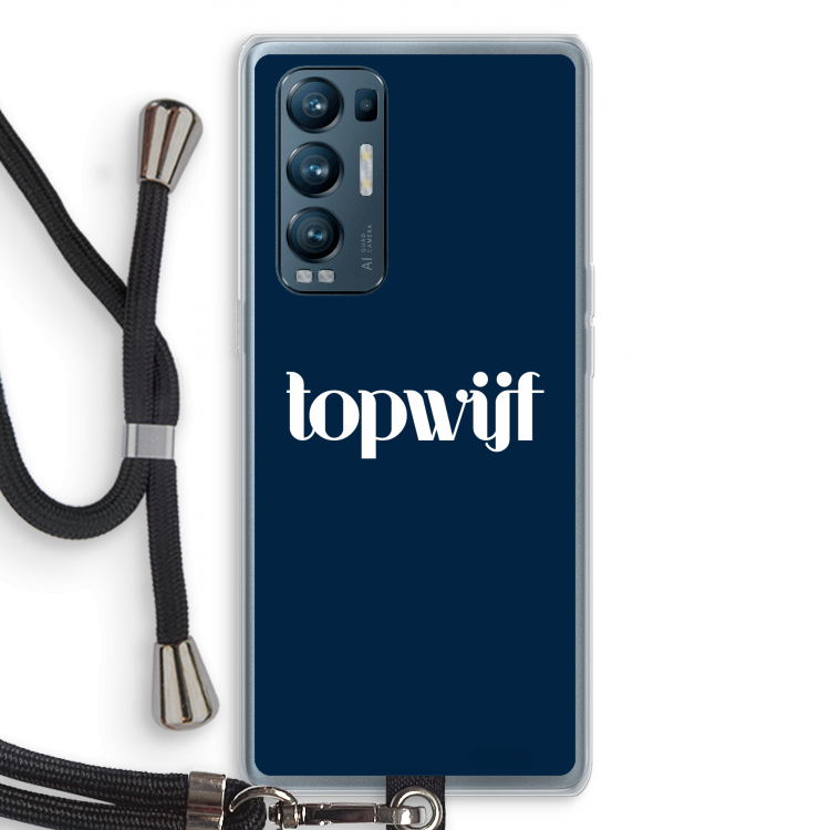 Topwijf Navy: Oppo Find X3 Neo Transparant Hoesje met koord