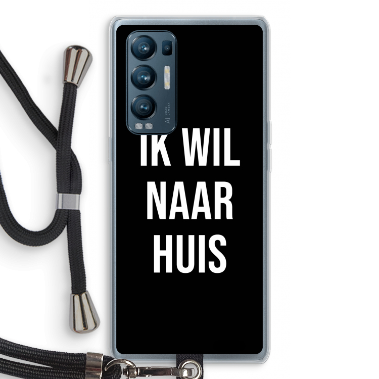 Ik wil naar huis - Zwart: Oppo Find X3 Neo Transparant Hoesje met koord