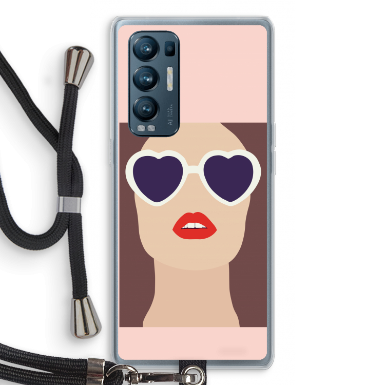 Red lips: Oppo Find X3 Neo Transparant Hoesje met koord