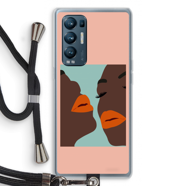 Orange lips: Oppo Find X3 Neo Transparant Hoesje met koord