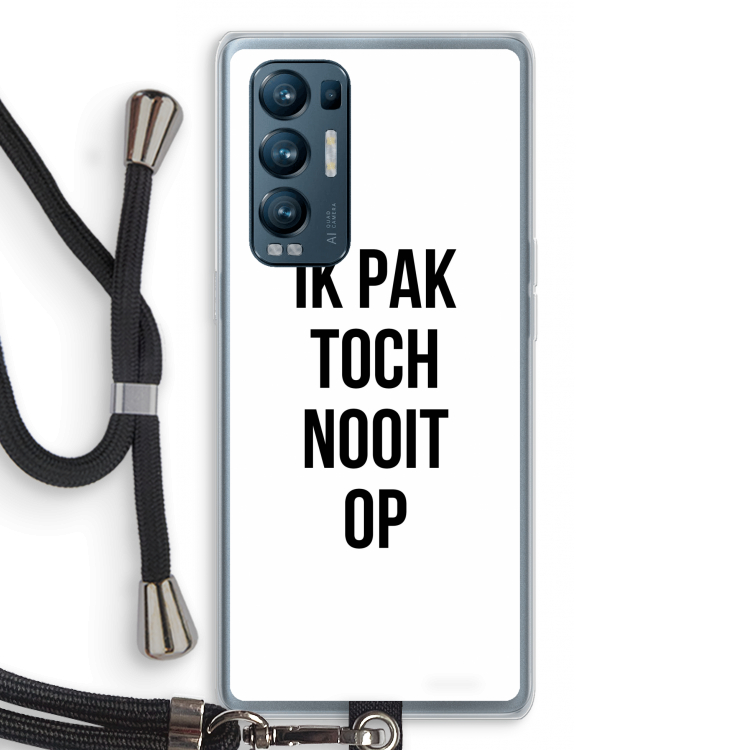 Ik pak nooit op: Oppo Find X3 Neo Transparant Hoesje met koord