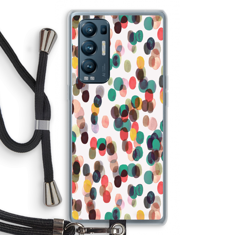 Tropical Dots: Oppo Find X3 Neo Transparant Hoesje met koord