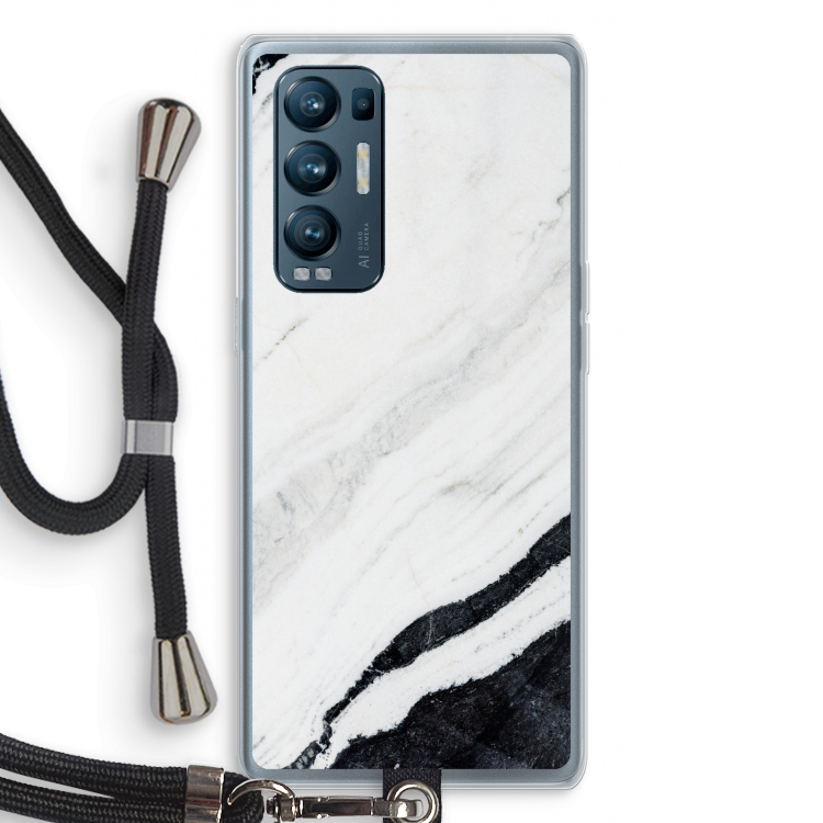 Elegante marmer: Oppo Find X3 Neo Transparant Hoesje met koord