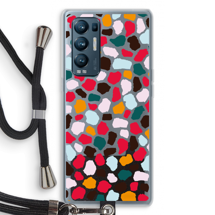 Colored Giraffe: Oppo Find X3 Neo Transparant Hoesje met koord
