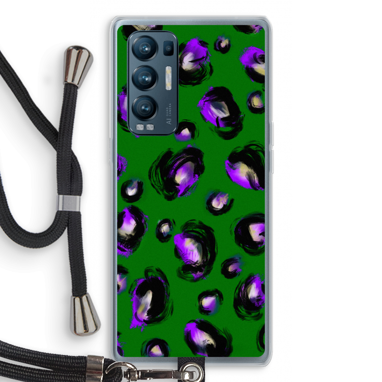 Green Cheetah: Oppo Find X3 Neo Transparant Hoesje met koord