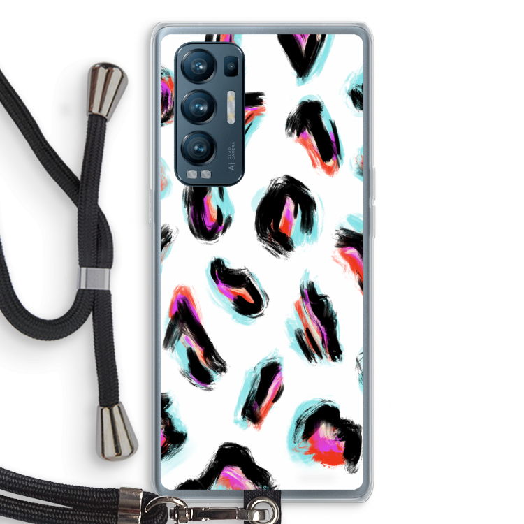 Cheetah color: Oppo Find X3 Neo Transparant Hoesje met koord
