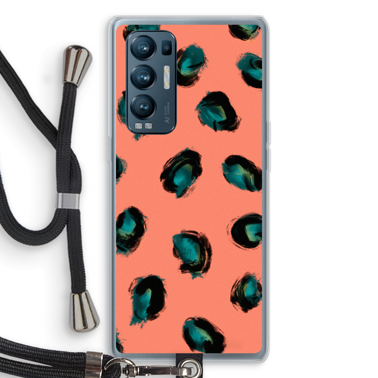 Pink Cheetah: Oppo Find X3 Neo Transparant Hoesje met koord