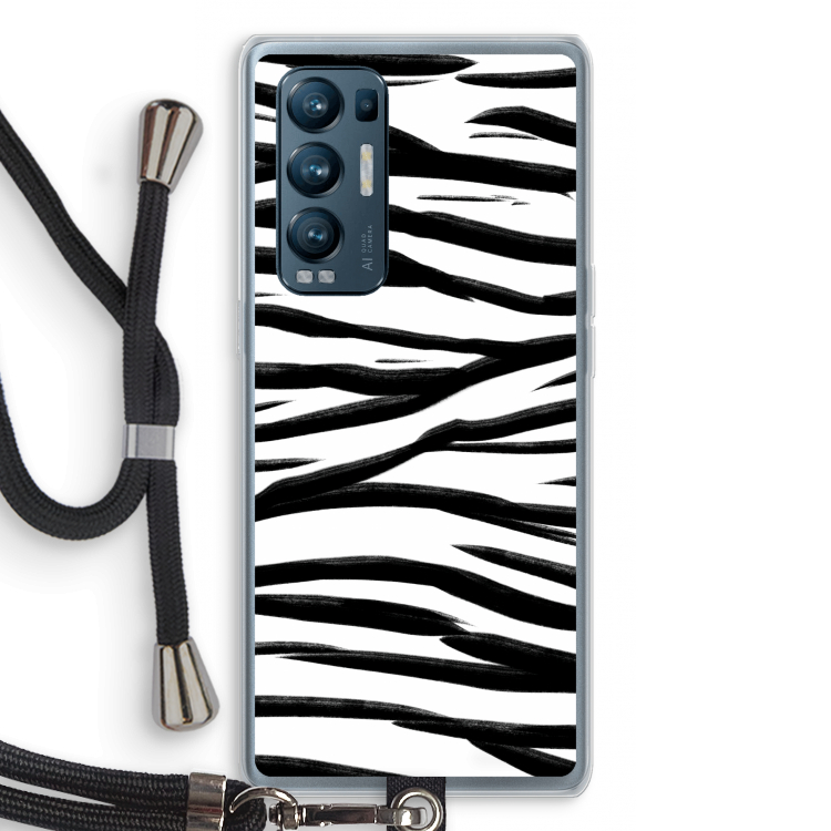 Zebra pattern: Oppo Find X3 Neo Transparant Hoesje met koord