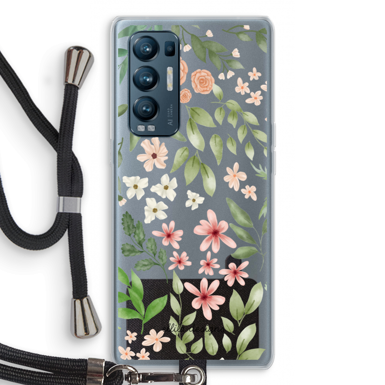 Botanical sweet flower heaven: Oppo Find X3 Neo Transparant Hoesje met koord