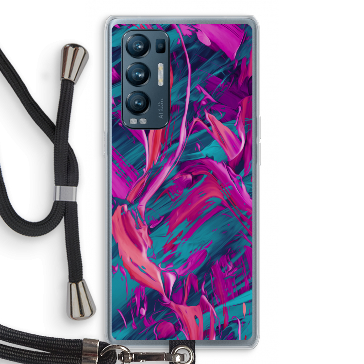 Pink Clouds: Oppo Find X3 Neo Transparant Hoesje met koord