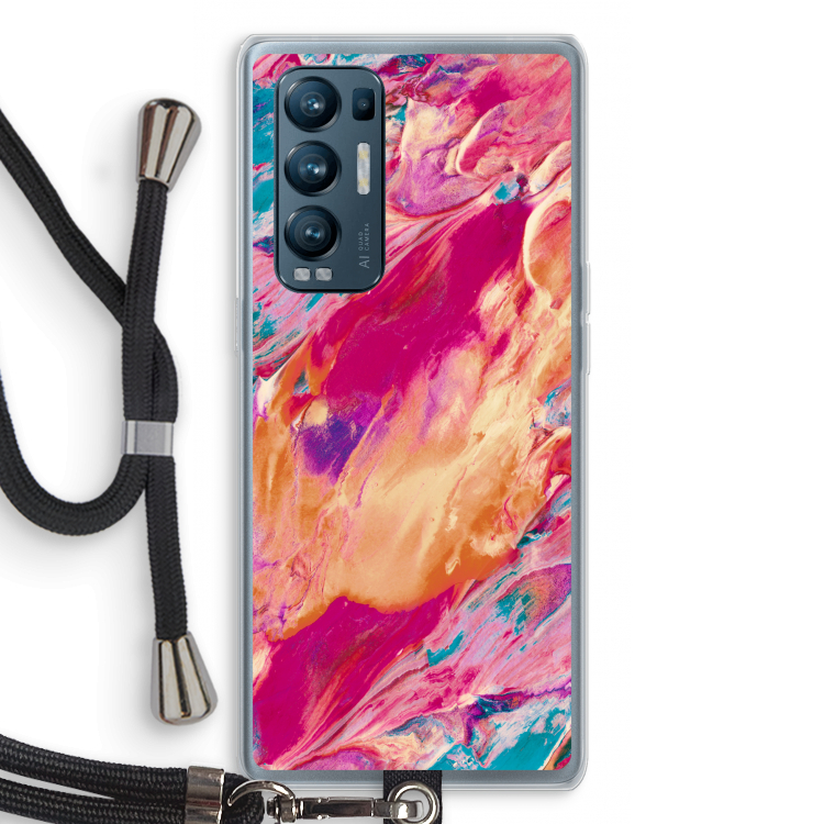 Pastel Echoes: Oppo Find X3 Neo Transparant Hoesje met koord
