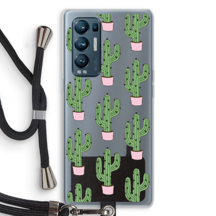 Cactus Lover: Oppo Find X3 Neo Transparant Hoesje met koord