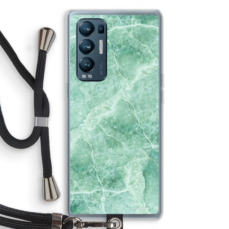 Groen marmer: Oppo Find X3 Neo Transparant Hoesje met koord