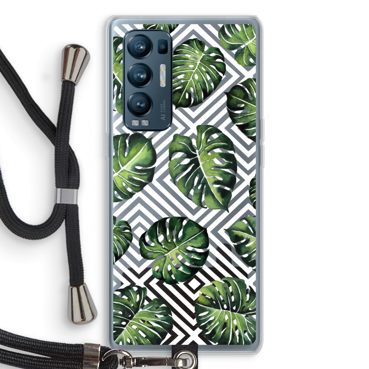 Geometrische jungle: Oppo Find X3 Neo Transparant Hoesje met koord