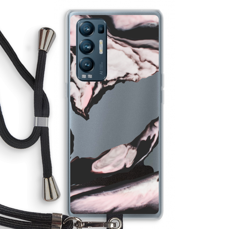 Roze stroom: Oppo Find X3 Neo Transparant Hoesje met koord