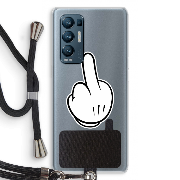 Middle finger black: Oppo Find X3 Neo Transparant Hoesje met koord