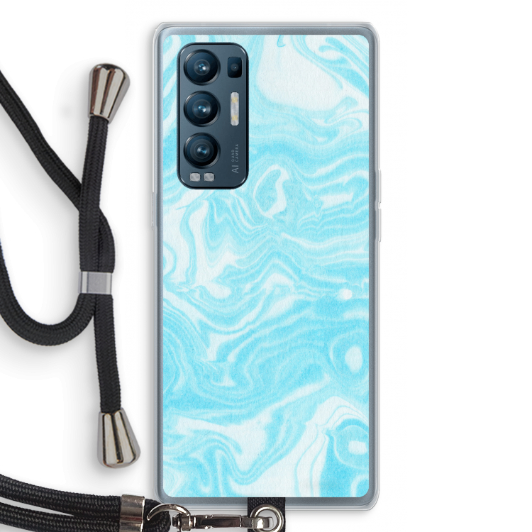 Waterverf blauw: Oppo Find X3 Neo Transparant Hoesje met koord