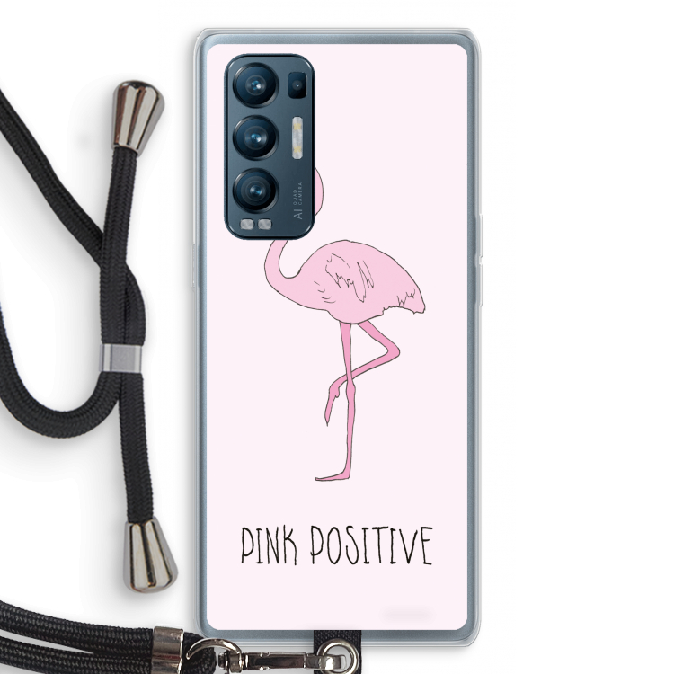 Pink positive: Oppo Find X3 Neo Transparant Hoesje met koord