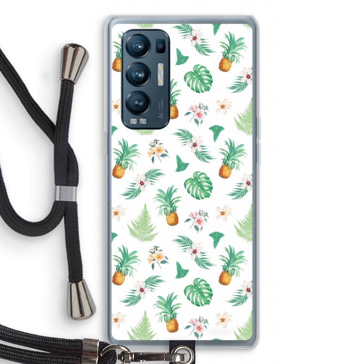 Ananas bladeren: Oppo Find X3 Neo Transparant Hoesje met koord